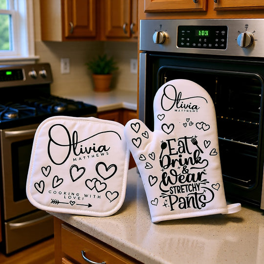 Custom Printed Oven Mitt and Mat